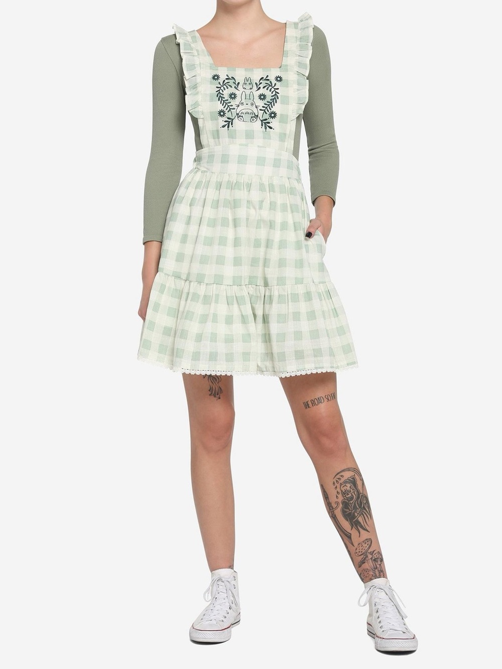 Her Universe My Neighbor Totoro Gingham Pinafore Skirtall Dress Plaid Hot Topic - Picture 3 of 15